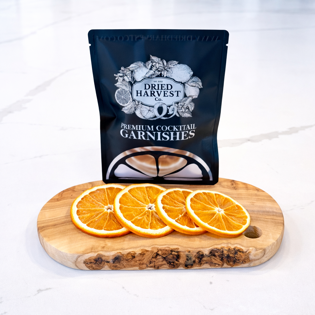 Dehydrated Orange Slices | 4 Slice Sample Pack | Natural Dried Navel Orange Garnish for Cocktails, Mocktails, Baking, Charcuterie, Decor and Crafts