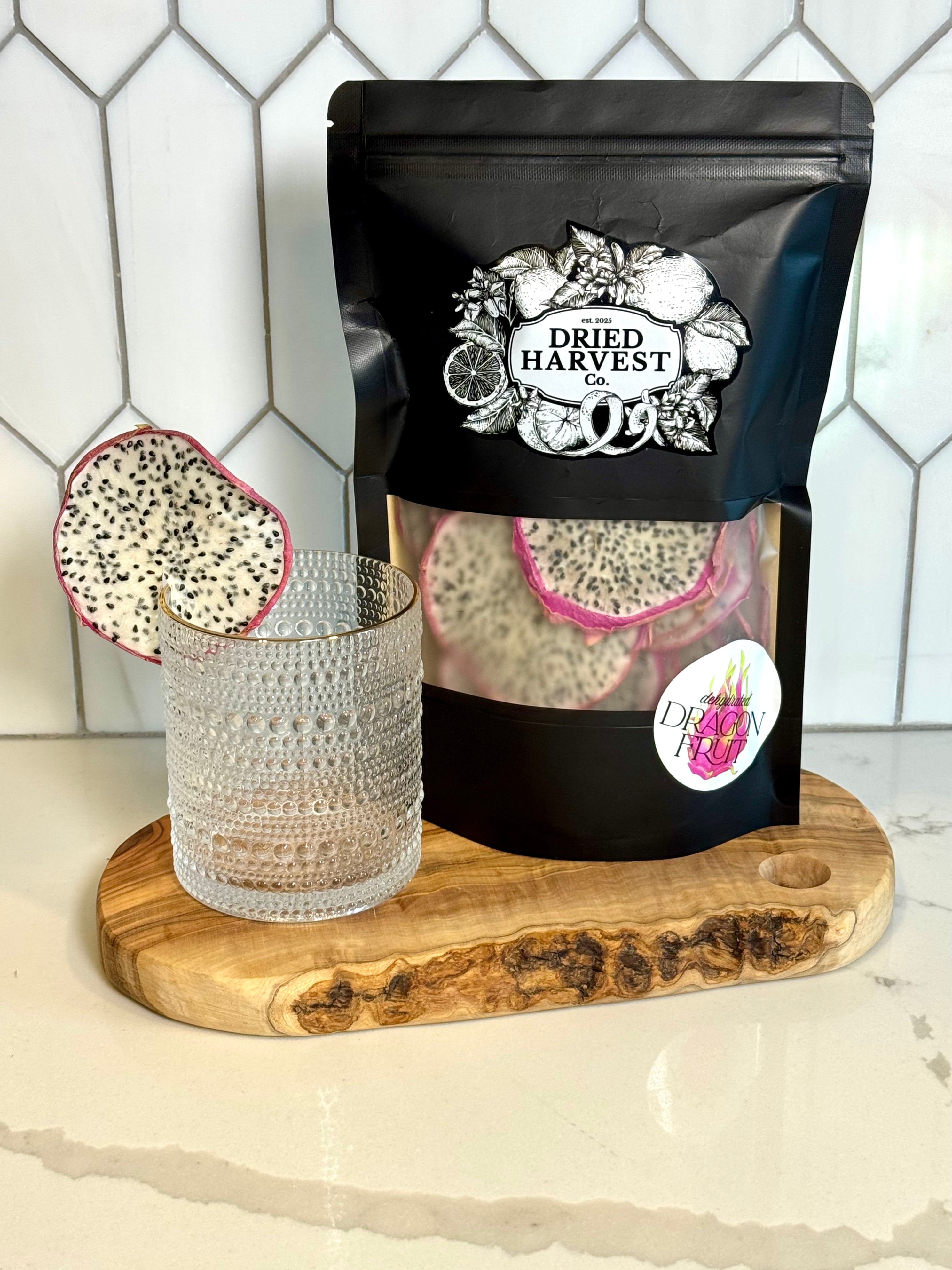 Premium Dehydrated All-Natural Dragon Fruit Slices | Garnish for Cocktails, Baked Goods & Crafts