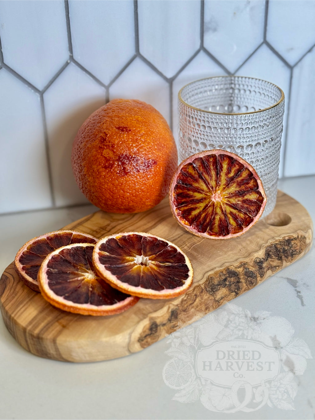 Premium Dehydrated All-Natural Blood Orange Slices | Garnish for Cocktails, Baked Goods & Crafts
