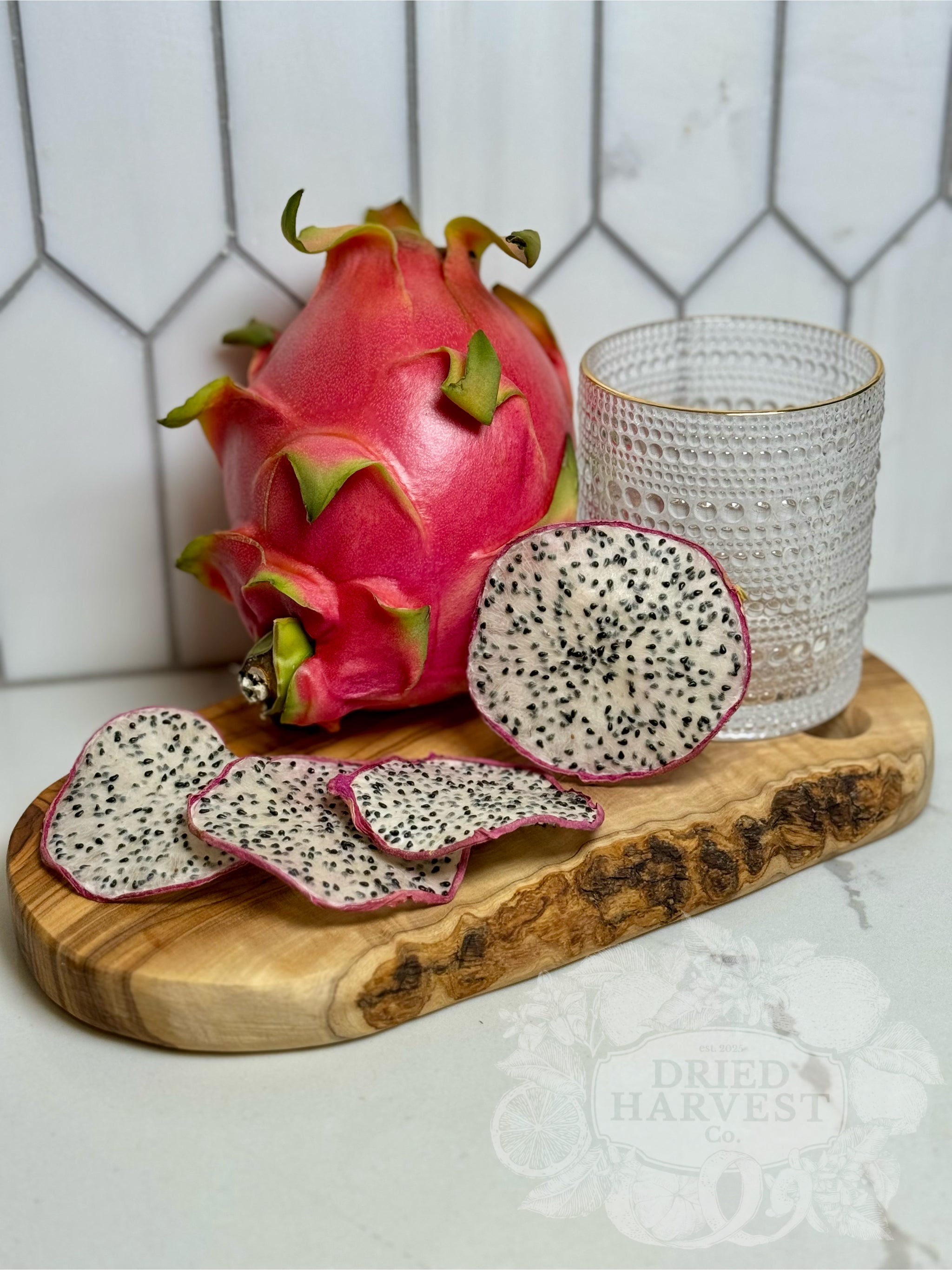 Premium Dehydrated All-Natural Dragon Fruit Slices | Garnish for Cocktails, Baked Goods & Crafts