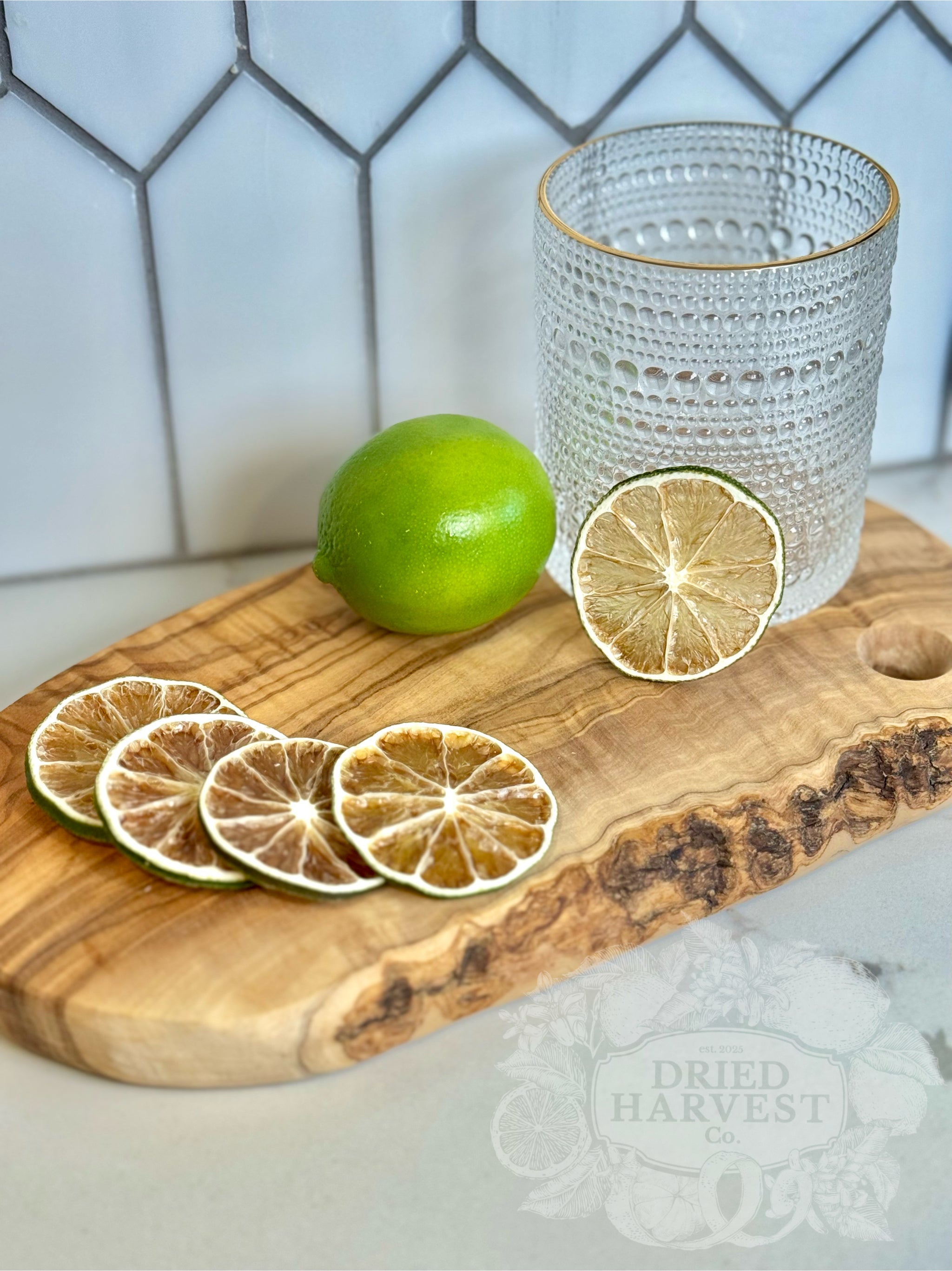 Dehydrated Lime Slices | 6 Slice Sample Pack | Natural Dried Lime Garnish for Cocktails, Mocktails, Baking, Citrus Decor, Charcuterie & Crafts