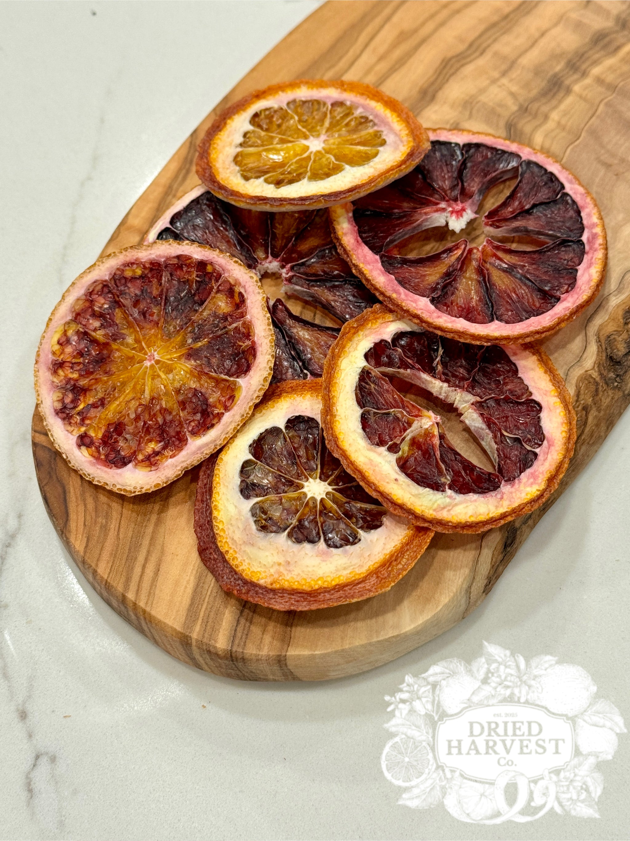 Rustic Dehydrated All-Natural Blood Orange Slices | Garnish for Cocktails, Baked Goods & Crafts