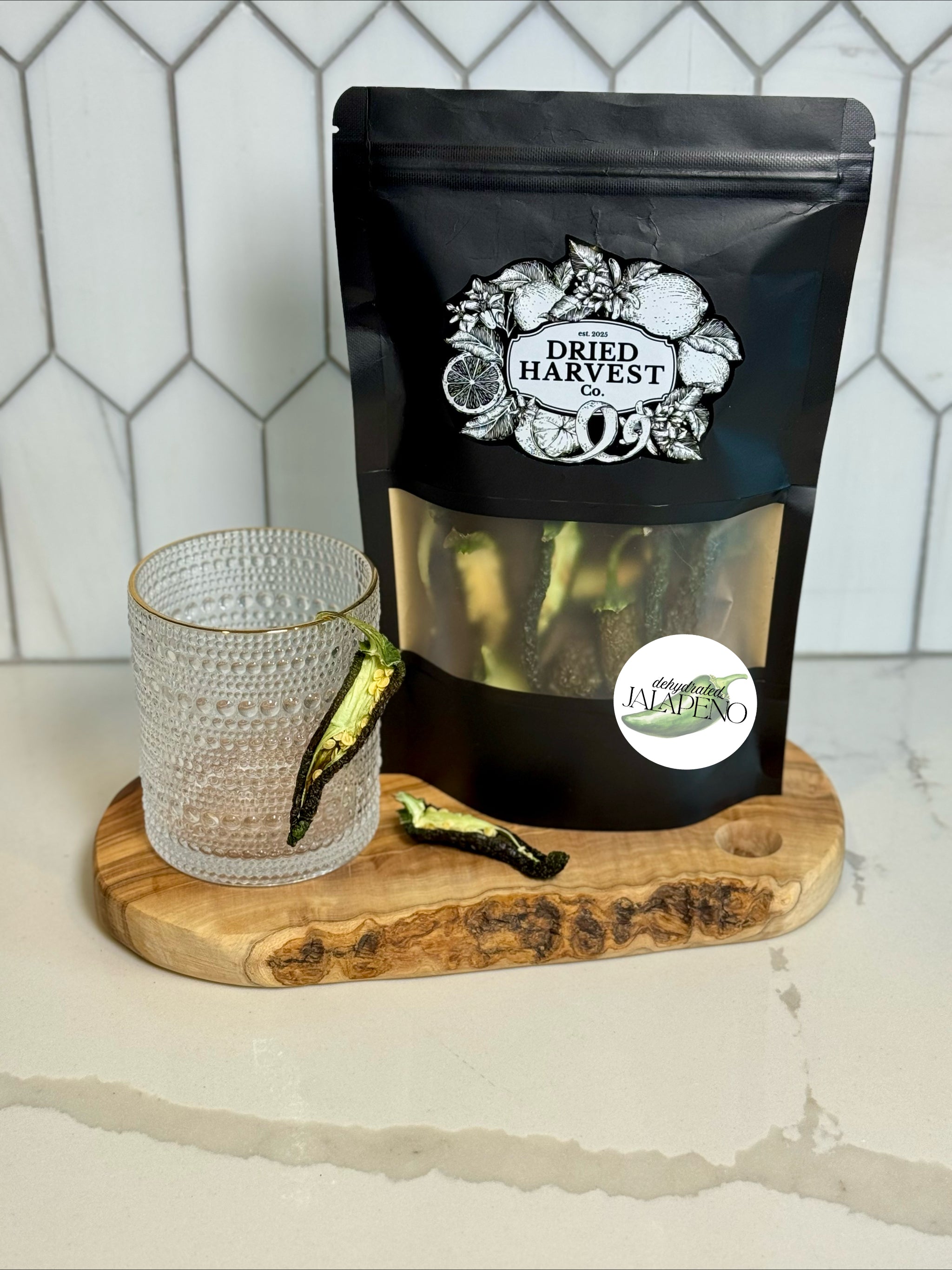 Premium Dehydrated All-Natural Jalapeño Halves | Garnish for Cocktails, Baked Goods & Crafts