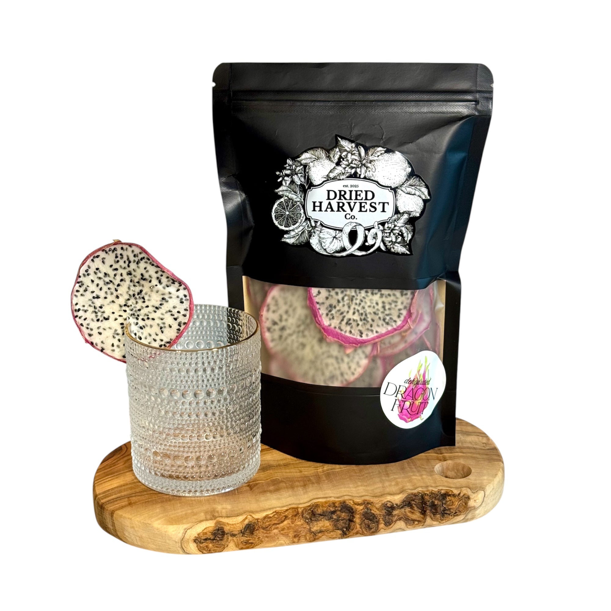 Premium Dehydrated All-Natural Dragon Fruit Slices | Garnish for Cocktails, Baked Goods & Crafts