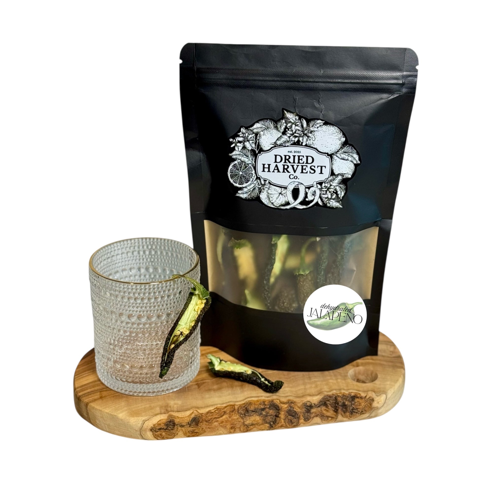 Premium Dehydrated All-Natural Jalapeño Halves | Garnish for Cocktails, Baked Goods & Crafts