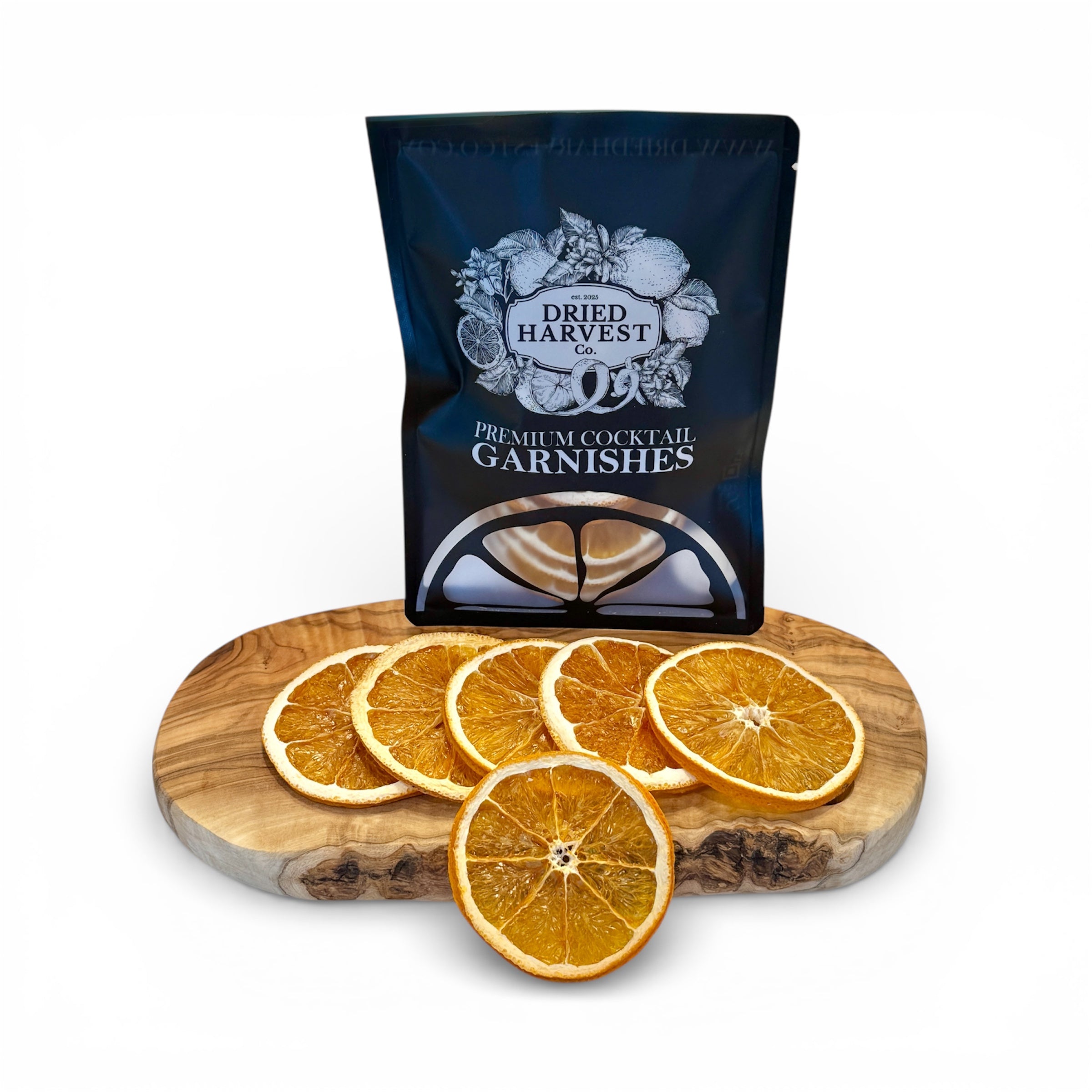 Dehydrated Orange Slices | 4 Slice Sample Pack | Natural Dried Navel Orange Garnish for Cocktails, Mocktails, Baking, Charcuterie, Decor and Crafts